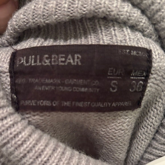 Pull&Bear Gray Turtleneck Sweater with Brown Elbow Patches - Picture 2 of 3